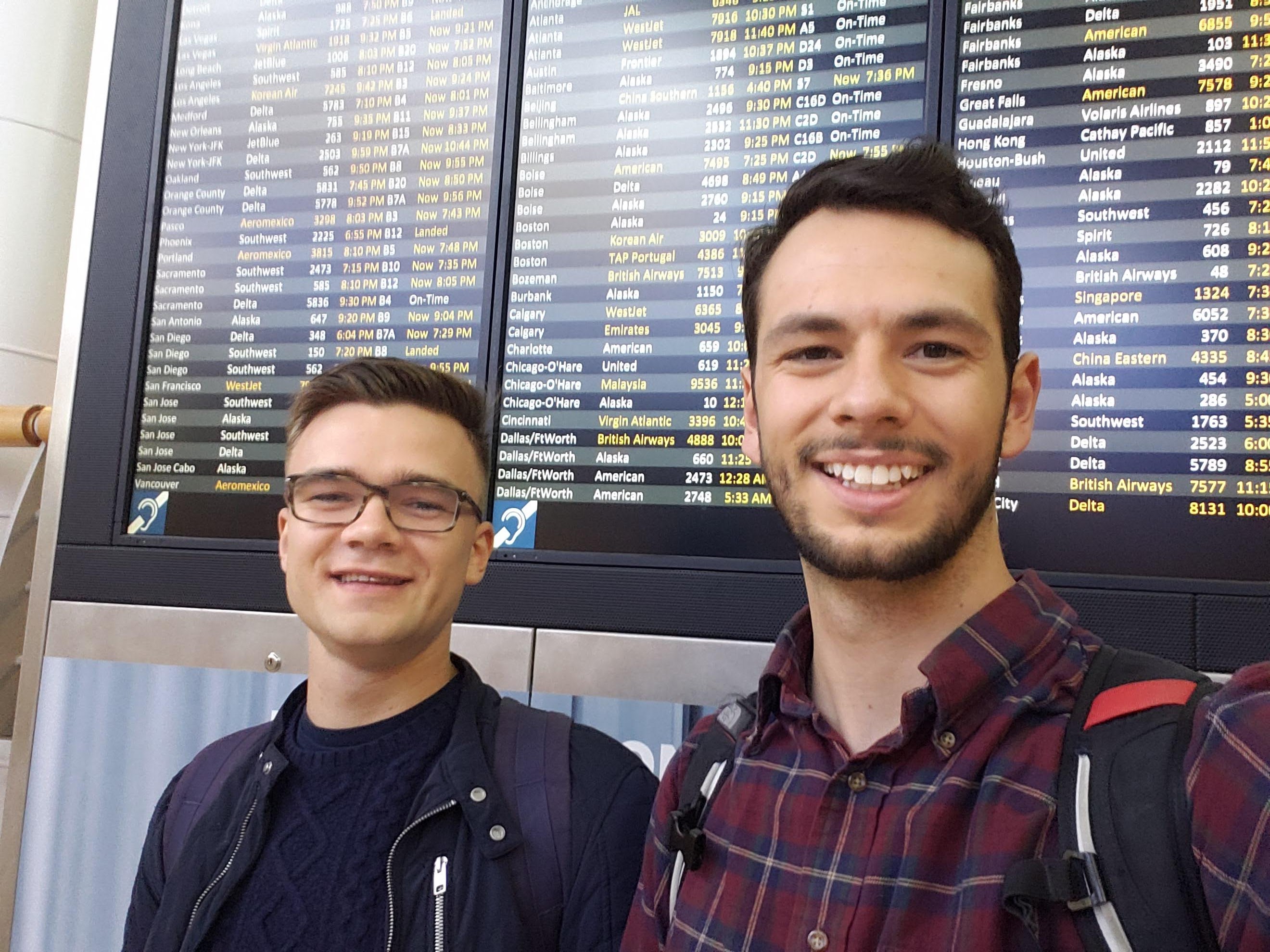 Brad and his brother at the airport
